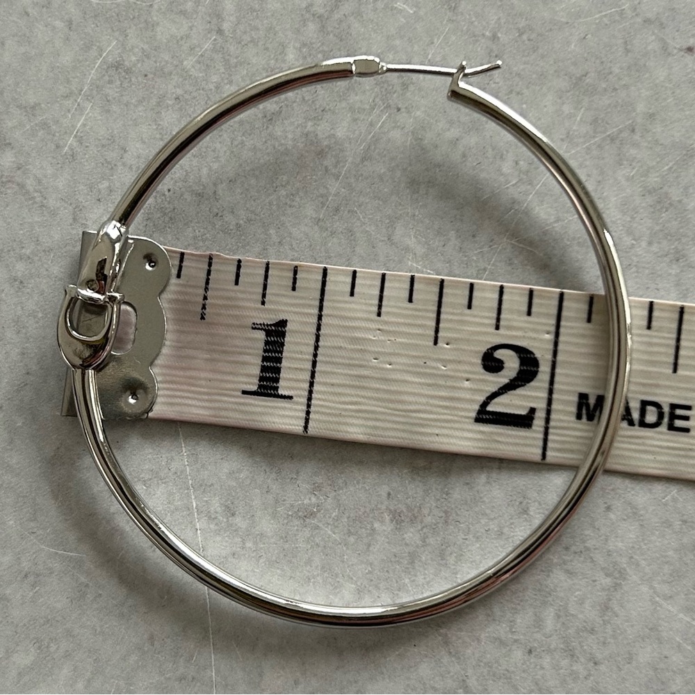 COACH Interlocking Signature C Large Hoop Earrings, Silver NWOT - Picture 6 of 7
